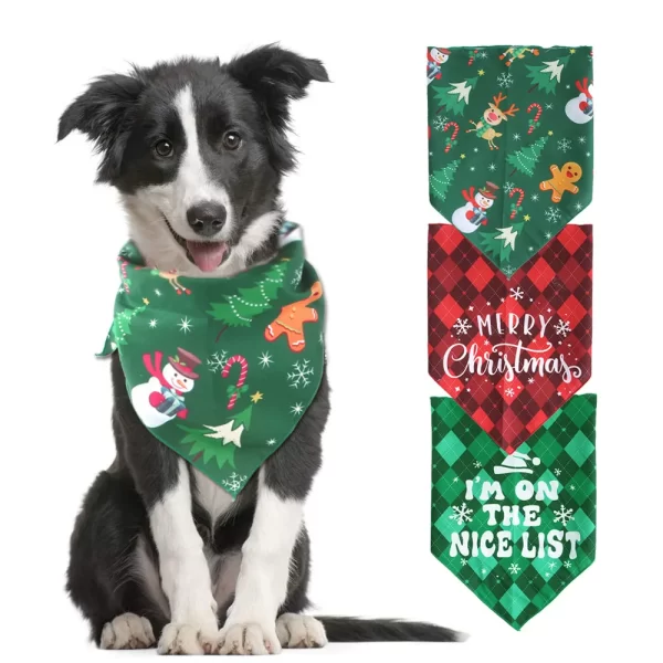 Christmas Dog Scarf Triangular Bandage Puppy Cats Pet Bandana Collar Cotton Bandanas Pet Tie Snowman Xmas Tree Pet Products - Image 2