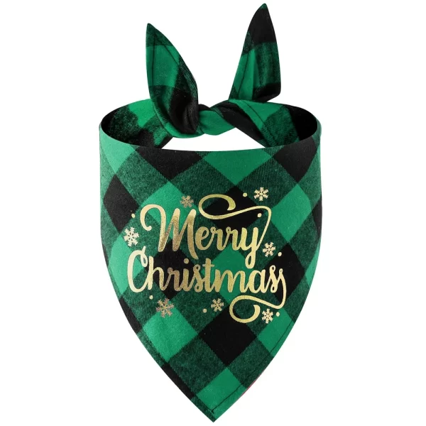 Plaid Dog Bandanas Christmas Pet Towel Cat Accessories Holiday Party For Puppy Pet Supplies Costume Large Dog Accessories - Image 2