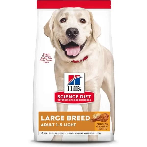 Dry Dog Food, Adult, Large Breeds, Light, Chicken Meal & Barley Recipe for Healthy Weight & Weight Management, 15 lb. Bag