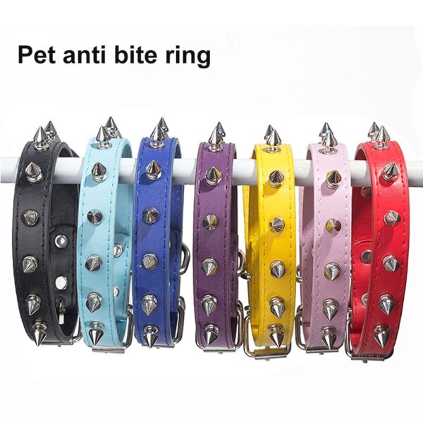 Colorful Spiked Leather Collar for Cats - Image 2