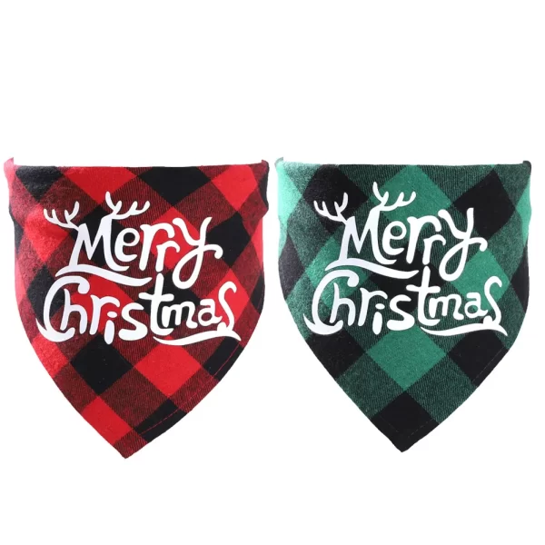 Plaid Dog Bandanas Christmas Pet Towel Cat Accessories Holiday Party For Puppy Pet Supplies Costume Large Dog Accessories - Image 3