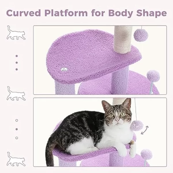 Purple Flower Cat Tower with Scratching Post - Image 4