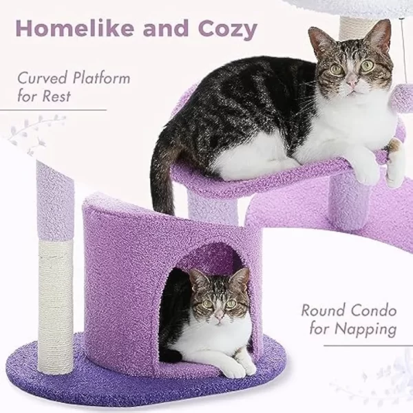 Purple Flower Cat Tower with Scratching Post - Image 3