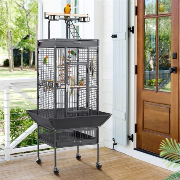 61.5inch Rolling Metal Bird Cage - Image 2